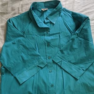 Teal American Sweetheart 3/4 sleeve button-up L
